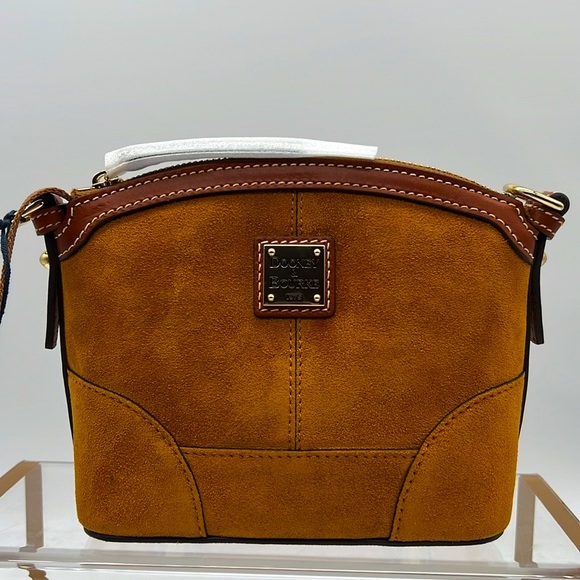 Dooney & Bourke Suede Mini Domed Crossbody Honey - Picture 2 of 13